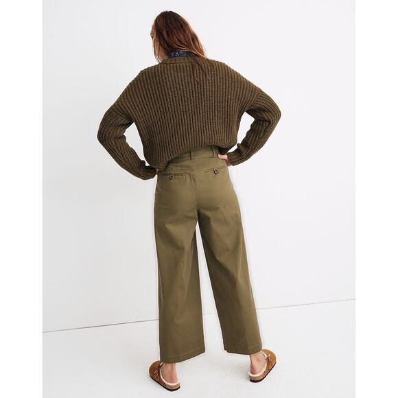 Madewell Black Pleated Wide Leg Linen Blend Pants Size 4P NWT - Picture 3 of 11